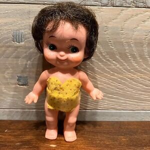 Vintage Kewpie Poseable Soft Vinyl Rubber Toy Girl Doll Movable Joints Green Eye